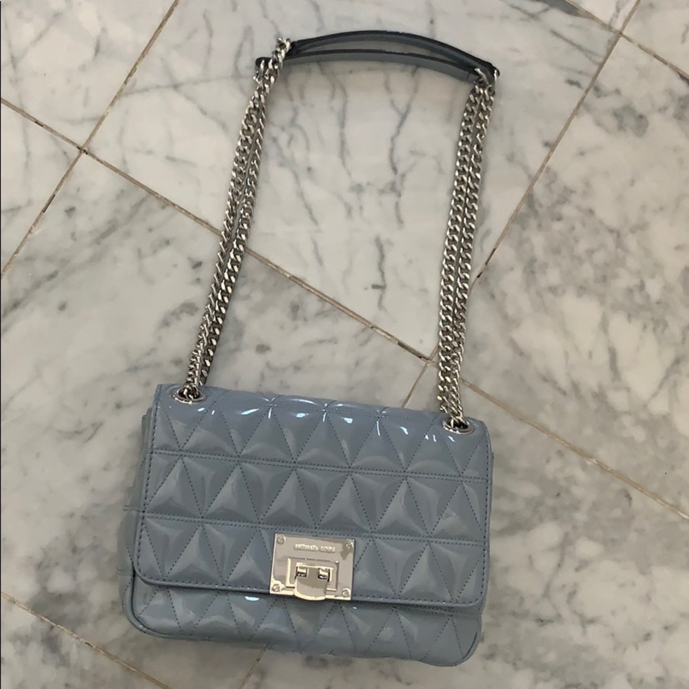 Michael Kors patent leather blue purse